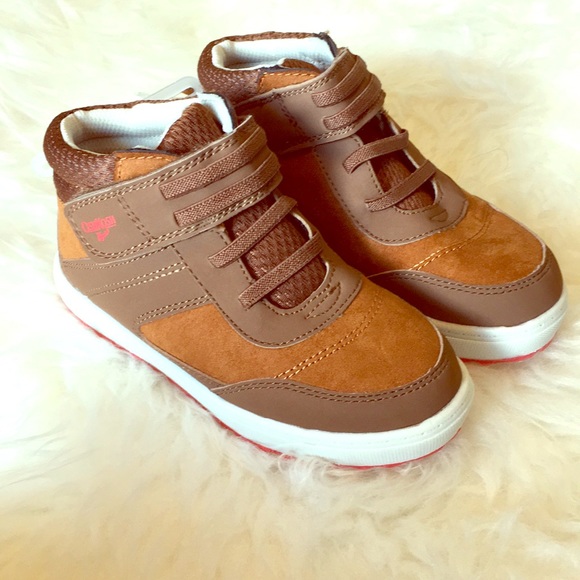 NWT OshKosh Tan High Top Sneakers shoes Boys 10,12